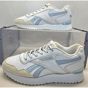 Reebok Women's White/Feel Good Blue/R  Pure Grey Glide Ripple Clip Trainer Sz7.5